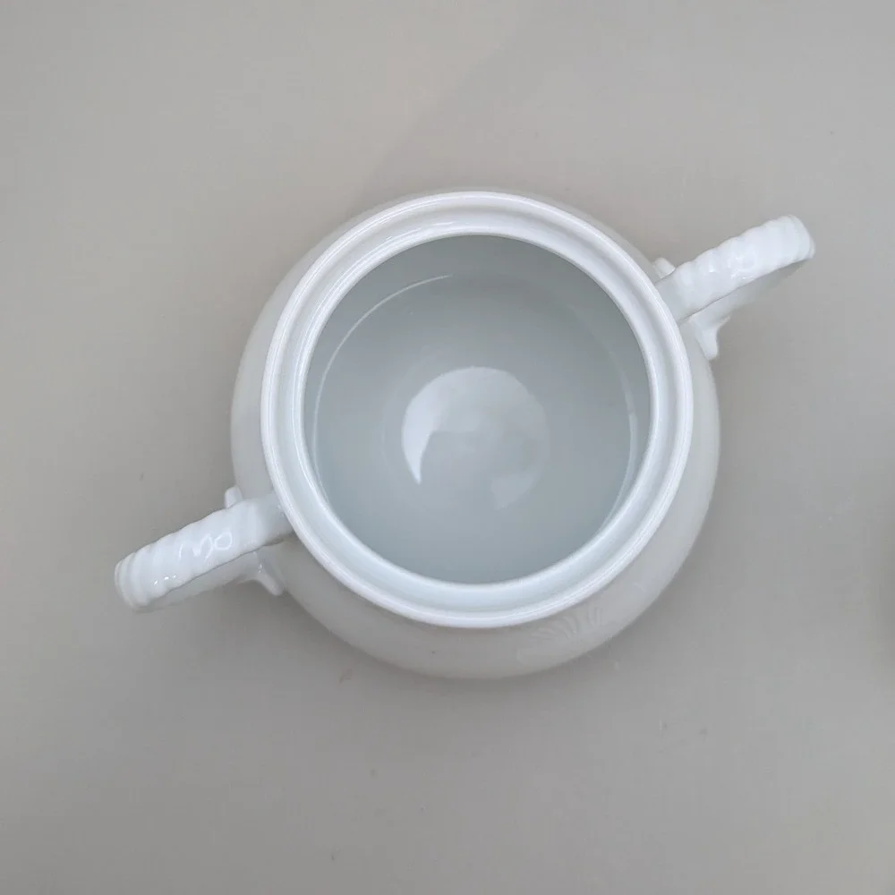Vintage Jadeborg Germany White Porcelain Oil Vinegar Cruet Set Sugar Bowl 3 Pc